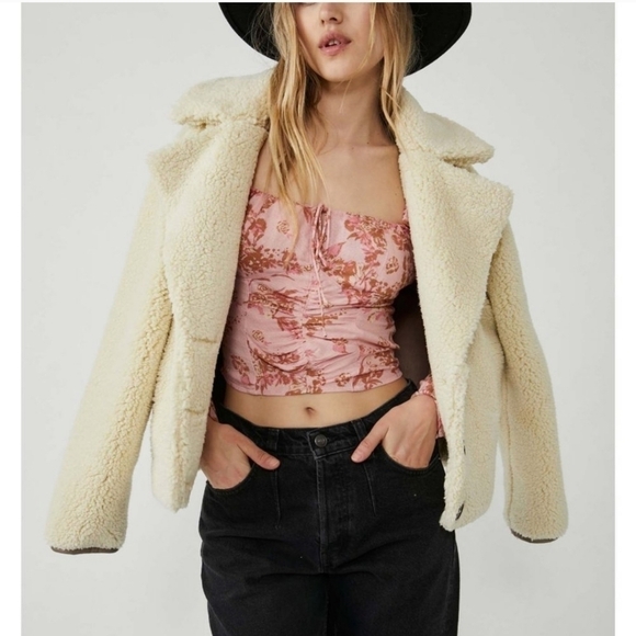 Free People Hilary Printed Top in Pink Combo - Picture 2 of 13